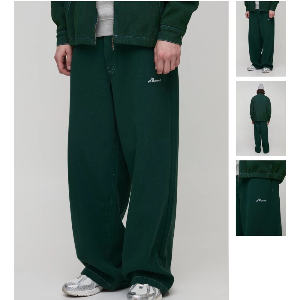 NWT Boohoo Dark Green Wide Leg Track Pants